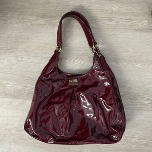 Coach Patent Leather Burgundy 3 pocket Purse (Maggie Madison)